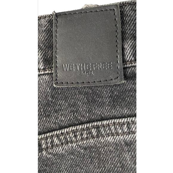 Free People We The Free Black Wash Wide Straight Leg Jeans Denim Pants Size 32 - Picture 3 of 10